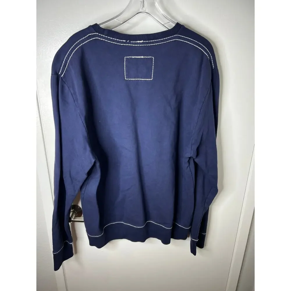 True Religion Men's Y2K Crew Neck Pullover Sweatshirt Blue ~ Size XXXL